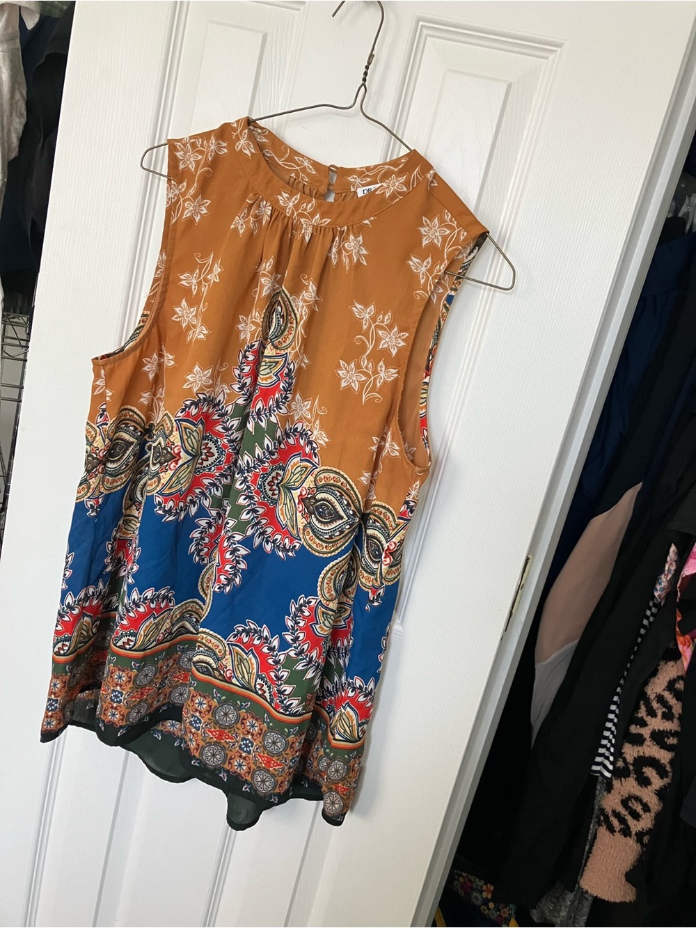 DR2 Bohemian Paisley Print High Neck Blouse